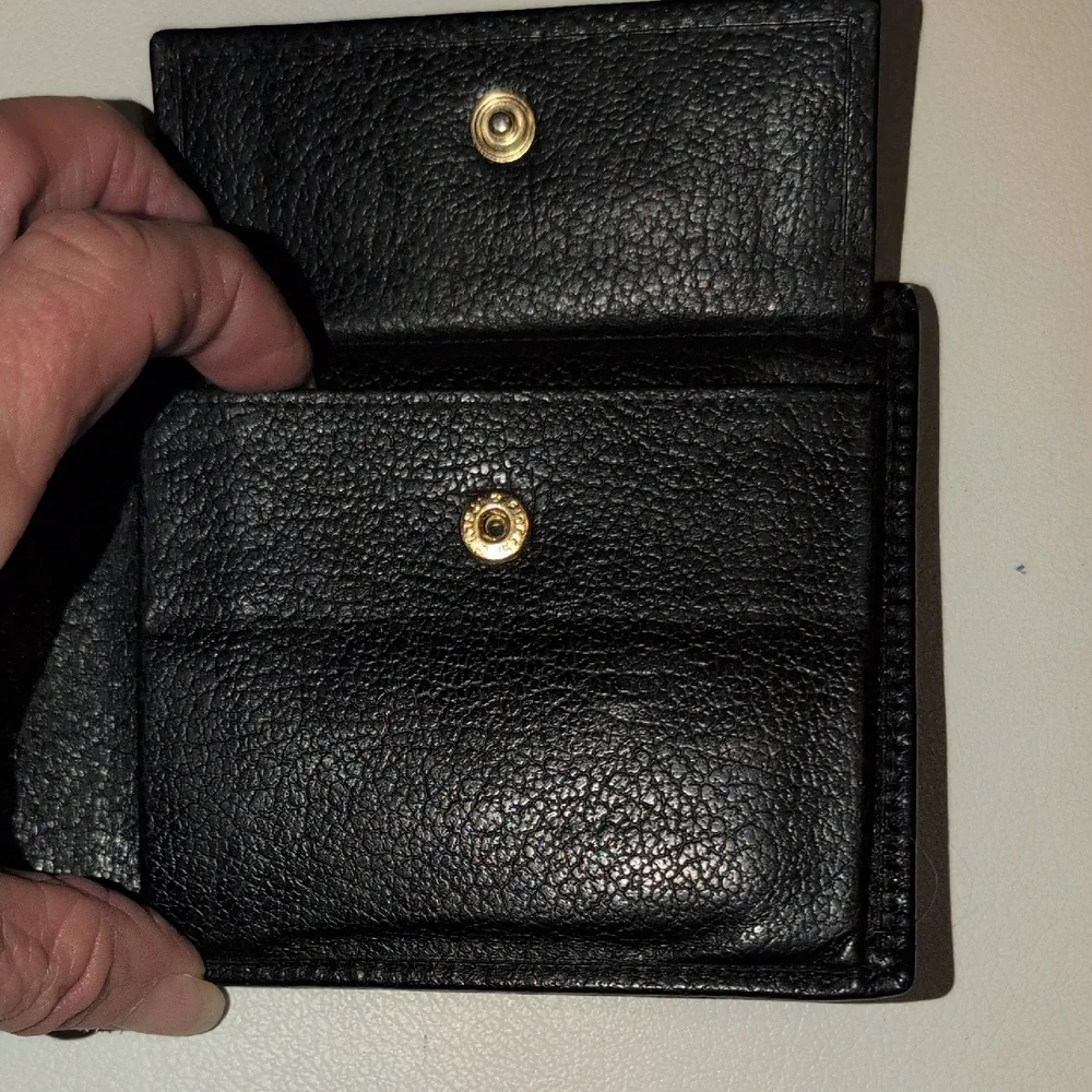 Salvatore Ferragamo Black Italain Leather Bifold Wallet With Coin Pouch